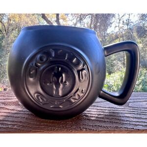 Rare Golds Gym Matte Black Ceramic Coffee Mug Embossed Kettlebell Logo 4 Inch